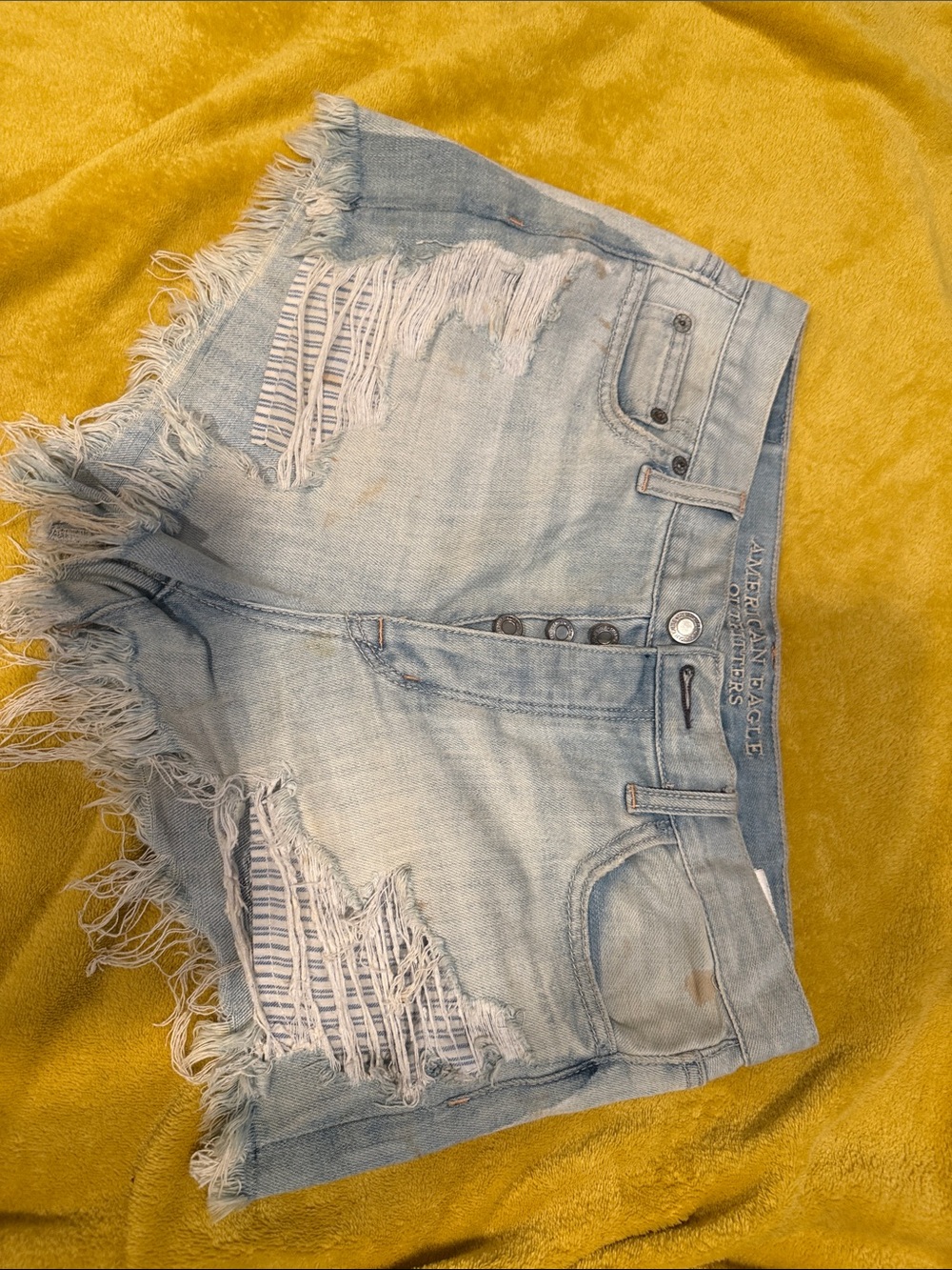 American Eagle Outfitters Light Wash Distressed Denim Shorts